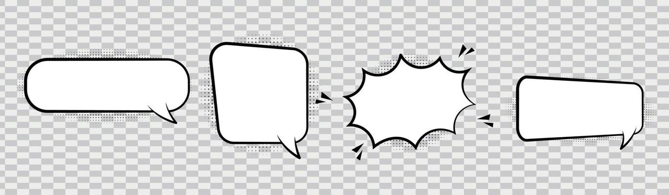 Set of speech bubbles. Halftone shadows. Vector illustration