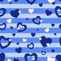 seamless vector pattern. On a blue background, a soft blue line with a heart