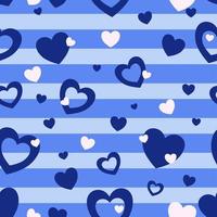 seamless vector pattern. On a blue background, a soft blue line with a heart