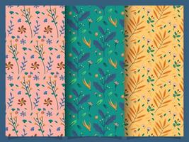 Set of floral pattern collection with hand drawn style vector