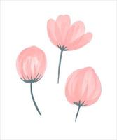 Delicate pink bud painted in watercolor. Vector illustration.