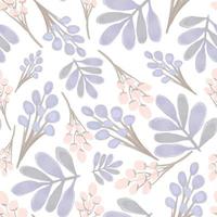 Hand drawn abstract ditsy flowers seamless pattern on white. Repeating floral vector pattern. Vector illustration.