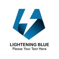 Ilustración de plantilla de logotipo azul claro. Adecuado para energía, rayo, electricidad, potencia, luz, advertencia, etc.