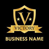 Victory logo template illustration. suitable for luxury, royal brand, label, banner, badge, fashion, boutique, etc, you can change font  V and victory