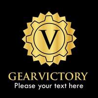 Gear victory logo template illustration. suitable for industry, award, achievement, symbol, marketing, website, company, network etc vector