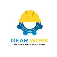 Gear with safety helm logo template illustration vector