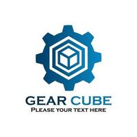 Gear cube logo template illustration. suitable for mobile, app, media, medical, industry, brand, emblem, equiepment, connection website etc vector