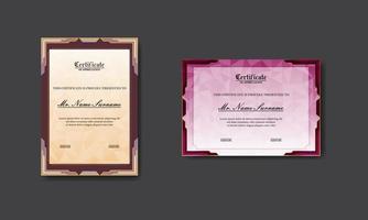 conjunto moderno y elegante de diseño de certificado de premio vector