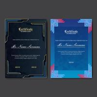 conjunto moderno y elegante de diseño de certificado de premio vector