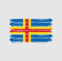 trazos de pincel de la bandera de las islas aland. bandera nacional vector