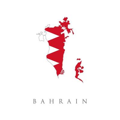 Detailed illustration of a map of Bahrain with flag, ahrain national flag, patriotic symbol of country, educational and political concept, realistic vector.