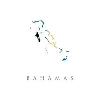 el mapa de bahamas con la bandera del país. bandera de las bahamas superpuesta en un mapa de contorno detallado aislado en fondo blanco vector