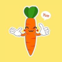 cute and kawaii Illustration of funny carrot cartoon character , vegan concept, carrot love. food and vegetable concept.Orange carrot logo icon vector