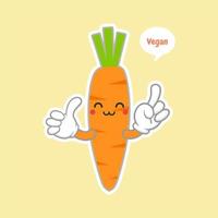 cute and kawaii Carrot character. Balloon sticker. Cool vegetable. Vector illustration. Carrot clever nerd character on a blue background. Healthy food concept. Smart vegan diet poster