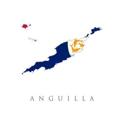 Anguilla Map Flag. Map of Anguilla flag of Anguilla isolated on white background.