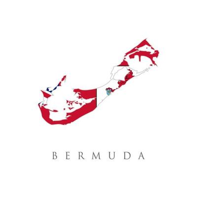 Map of Bermuda with Bermudian flag isolated on white background. British Overseas Territory, United Kingdom, UK, Vector Illustration.