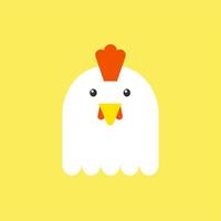 Cute little chicken isolated on color background. bird farm, poultry animal concept icon, vector illustration and stock