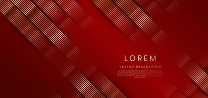 Abstract 3D luxury template shiny red background with lines golden glowing. Template premium award design. vector