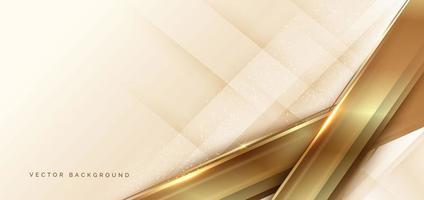 Abstract 3D cream and gold luxury geometric diagonal overlapping shiny background with lines golden glowing with copy space for text.
