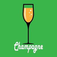 a glass of champagne flat design logo vector