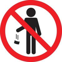 Do not litter forbidden sign stick man vector