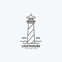 Lighthouse outline logo line art simple minimalist monoline design vector template icon