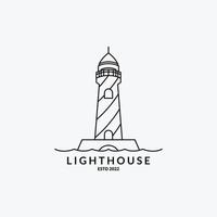 Lighthouse line art logo outline simple minimalist design vector illustration modern template icon