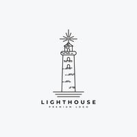 Lighthouse line art logo outline simple minimalist illustration vector template icon design