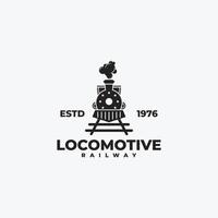 Ilustración de vector de logotipo de tren de locomotora retro vintage