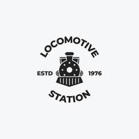 Ilustración de vector de logotipo de locomotora de tren vintage simple