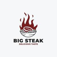 Barbecue steak beef grilled logo vector illustration design template. steak logo vector. grilled beef logo