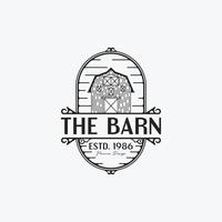 Farmhouse,warehouse,barn vintage badge logo design - Vintage Line Art Barn vector