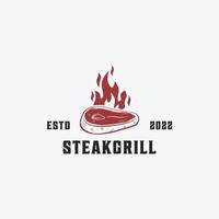 Steak beef vintage logo vector illustration. suitable for steak house, bistro, beef, restaurant logo template. vector beef logo element