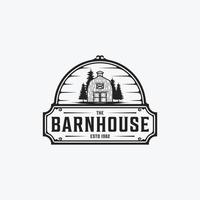 Vintage Barn, Farmhouse, Warehouse Badge Logo Design Illustration Vector Barn Logo Template