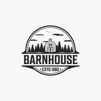 Vintage Barn farmhouse Badge Logo Design Illustration Vector - Barn, Farmhouse, Warehouse logo template
