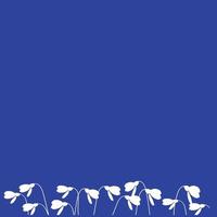 Blue background with white snowdrops, flat vector, spring background, spring is coming vector