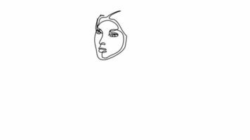 draw a single line continuously Abstract image of a beautiful woman