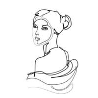 draw a single line continuously Abstract image of a beautiful woman vector