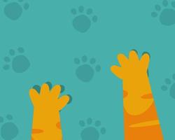 paw pattern background. Many dogs or cats paw print. Cartoon vector style for your design.