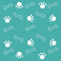 Bone and paw pattern backgroun. Many dogs paw print and bones. Cartoon vector style for your design.