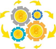 Ukrainian hryvnia Gears Settings vector