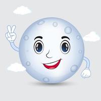 Happy Full moon cartoon design icon. Smile moon cartoon isolated on white background. Moon cartoon character design icon. vector