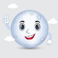 Happy Full moon cartoon design icon. Smile moon cartoon isolated on white background. Moon cartoon character design icon. vector