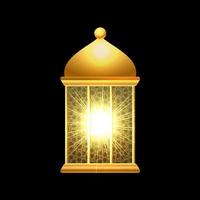 fondo dorado brillante de linterna islámica. icono de diseño de linterna islámica brillante y realista. ilustración de vector de linterna islámica dorada.