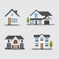 Collection of home vector illustration isolated on white background. Set of house cartoon collection illustration. Modern House design vector illustration