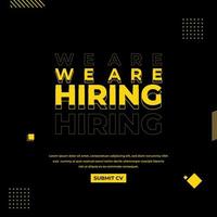 Modern We are hiring recruitment design concept. Job vacancy design concept isolated on black background. vector