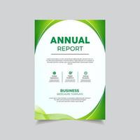 Modern Annual Report design template. Green Wave Business flyer design background. Elegant corporate business annual report background vector illustration.