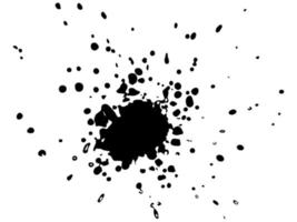 Black blot with splashes. Spilled ink with dots droplets white paper random smudges silhouettes with creative dirt monochrome drawing of dripping blood and flowing vector liquid