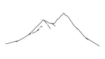 Outline steep mountain range illustration. Everest black panorama sketch with outdoors rocky cliffs in vector snow