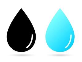 Drop of liquid icon. Blue fresh water symbol with black silhouette of pure moisture main shape heavy rain and sea currents with river vector streams